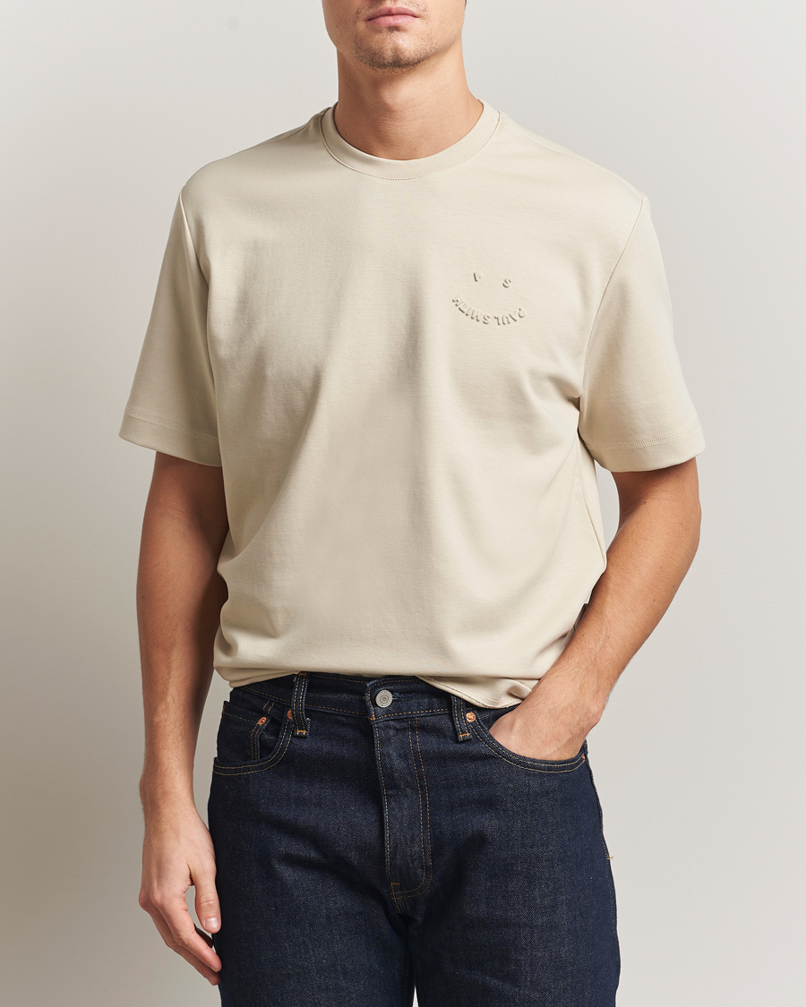 Herre | T-Shirts | PS Paul Smith | Casual Fit Happy T-Shirt Ecru
