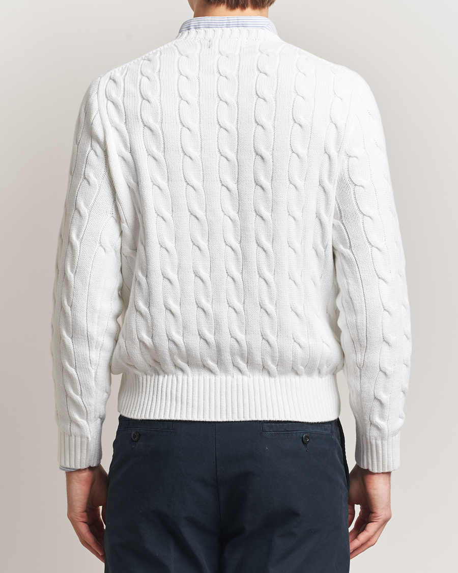Herre | Gensere | Polo Ralph Lauren | Cotton Cable Flag Sweater Ceramic White