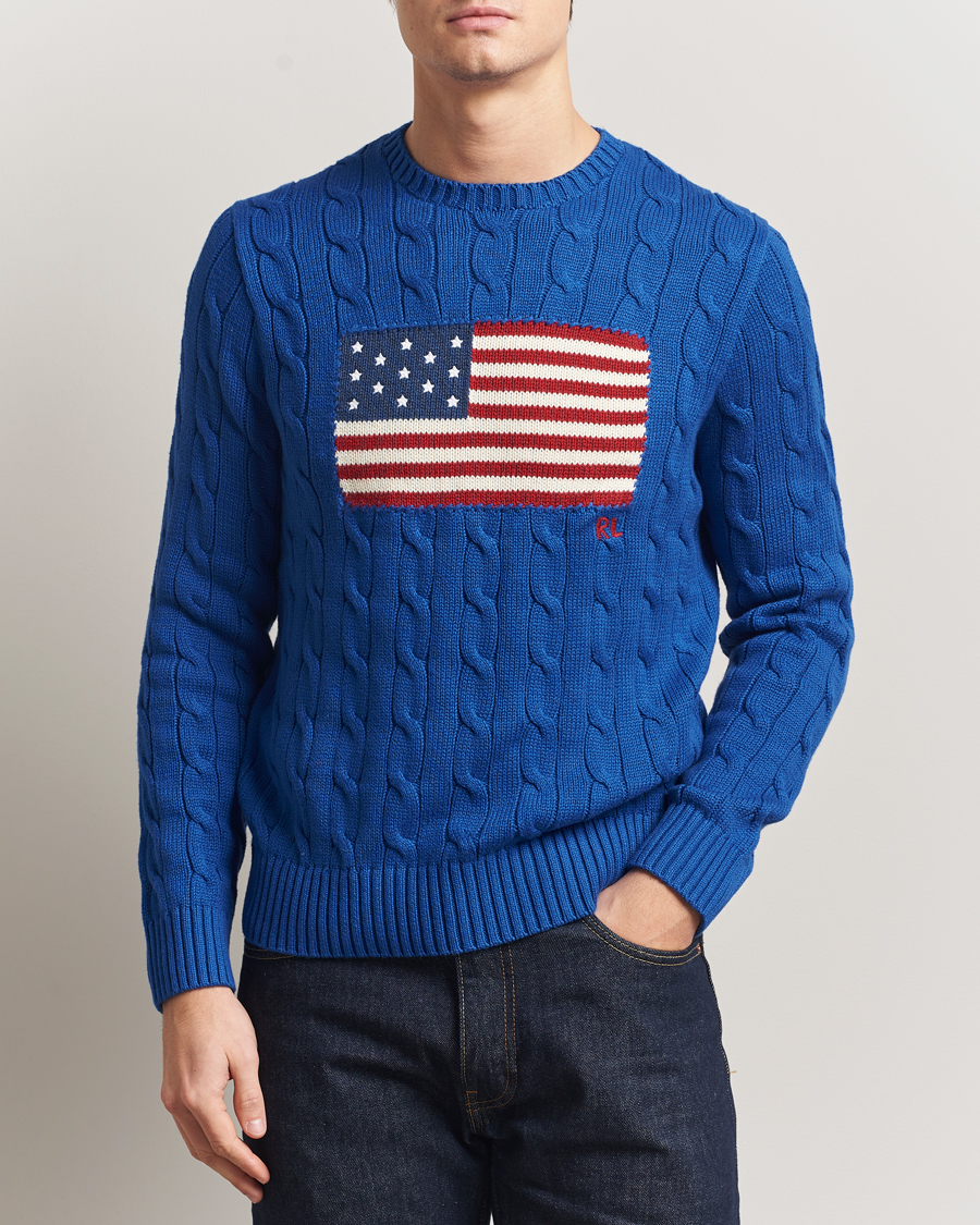 Herre | Gensere | Polo Ralph Lauren | Cotton Cable Flag Sweater Sapphire Star