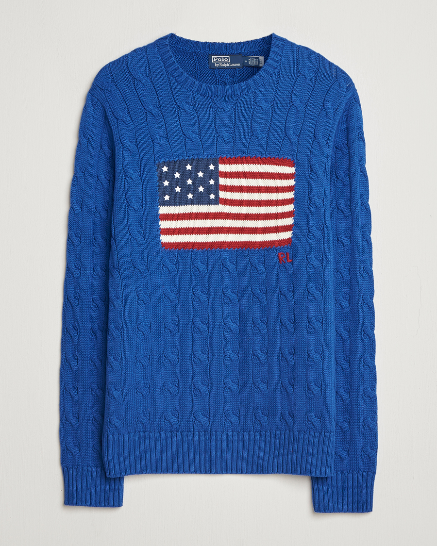 Herre | Gensere | Polo Ralph Lauren | Cotton Cable Flag Sweater Sapphire Star