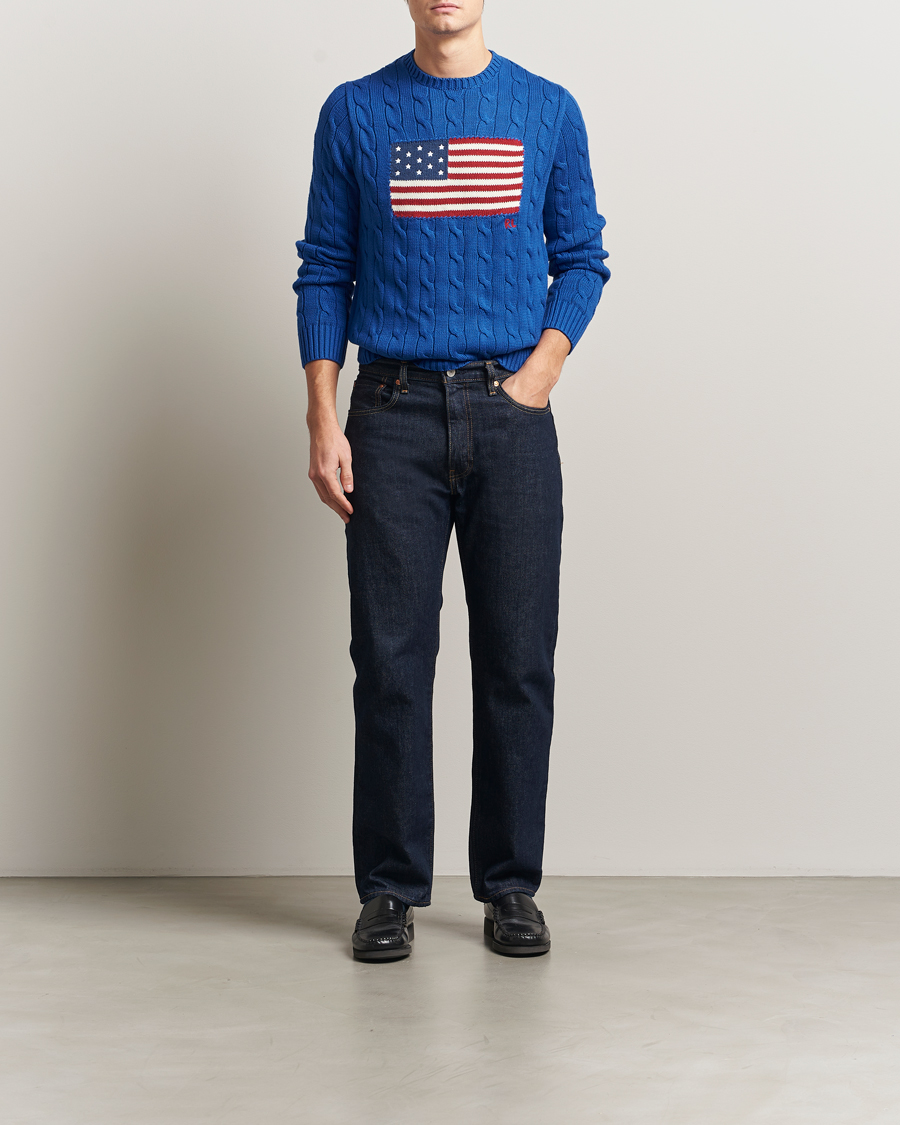 Herre | Gensere | Polo Ralph Lauren | Cotton Cable Flag Sweater Sapphire Star