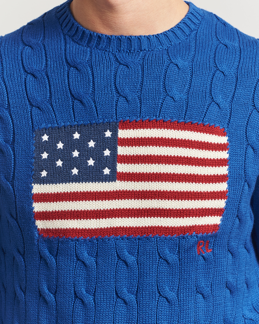 Herre | Gensere | Polo Ralph Lauren | Cotton Cable Flag Sweater Sapphire Star