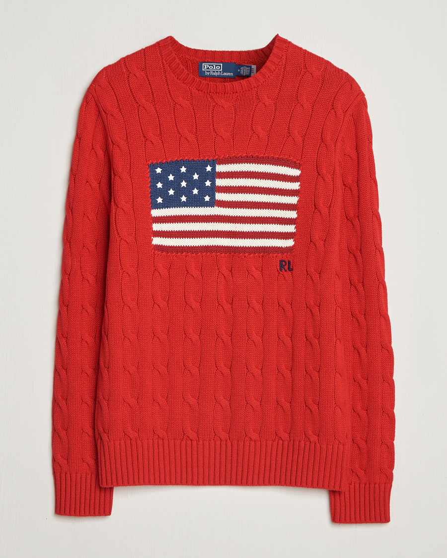 Herre | Gensere | Polo Ralph Lauren | Cotton Cable Flag Sweater RL 2000 Red