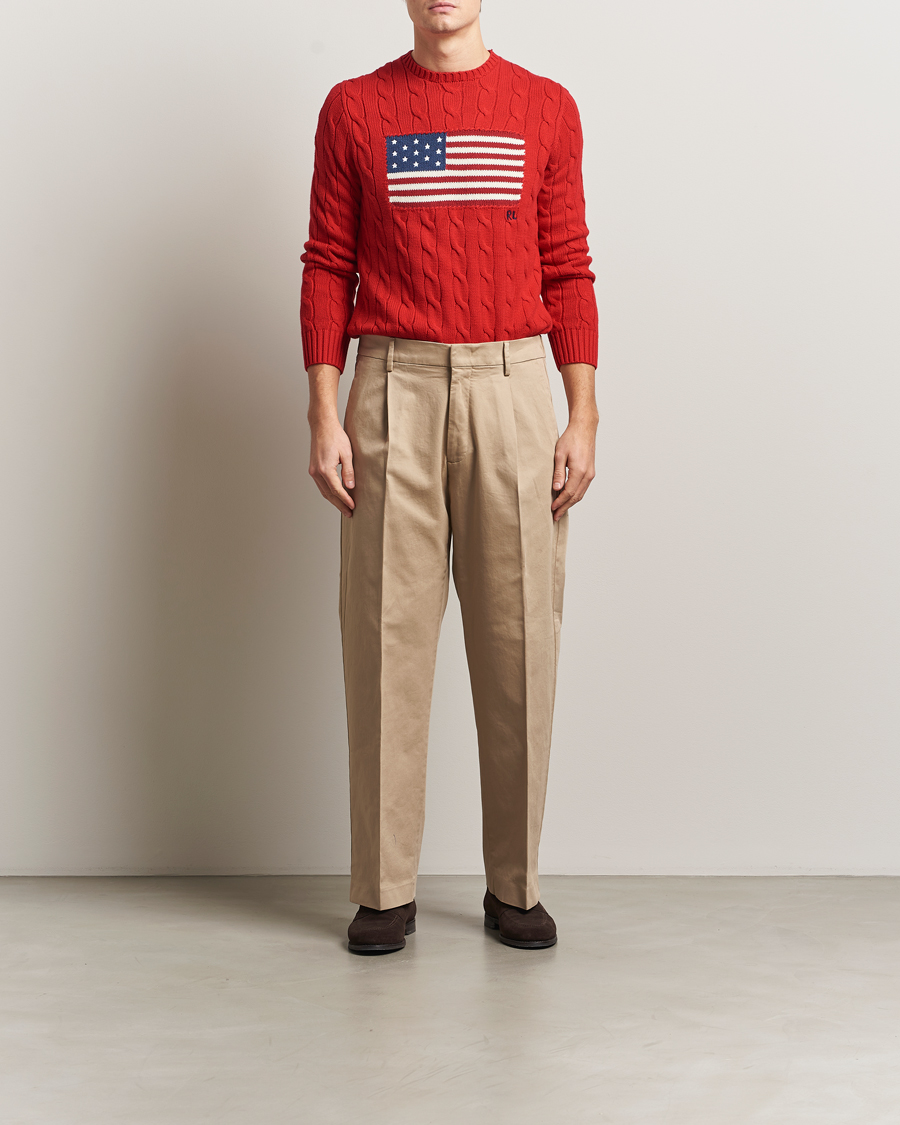 Herre | Gensere | Polo Ralph Lauren | Cotton Cable Flag Sweater RL 2000 Red