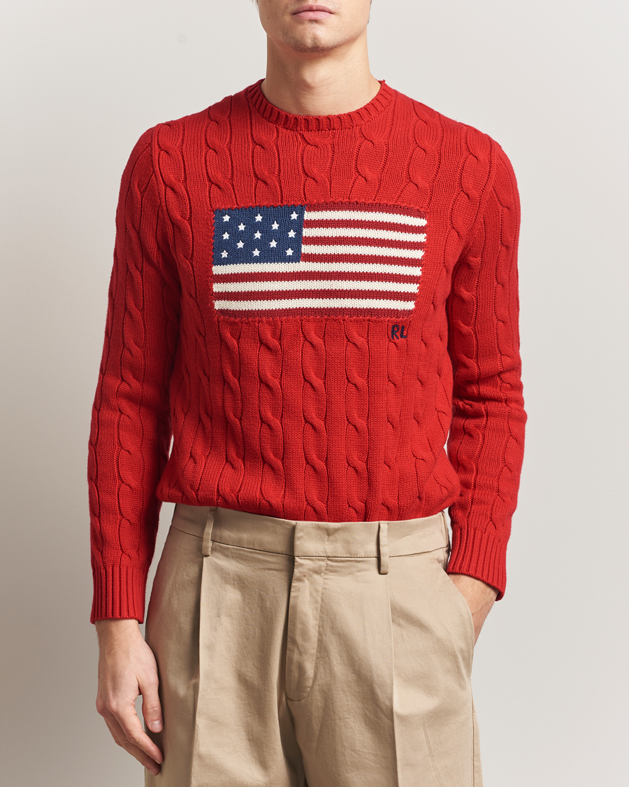 Herre | Gensere | Polo Ralph Lauren | Cotton Cable Flag Sweater RL 2000 Red
