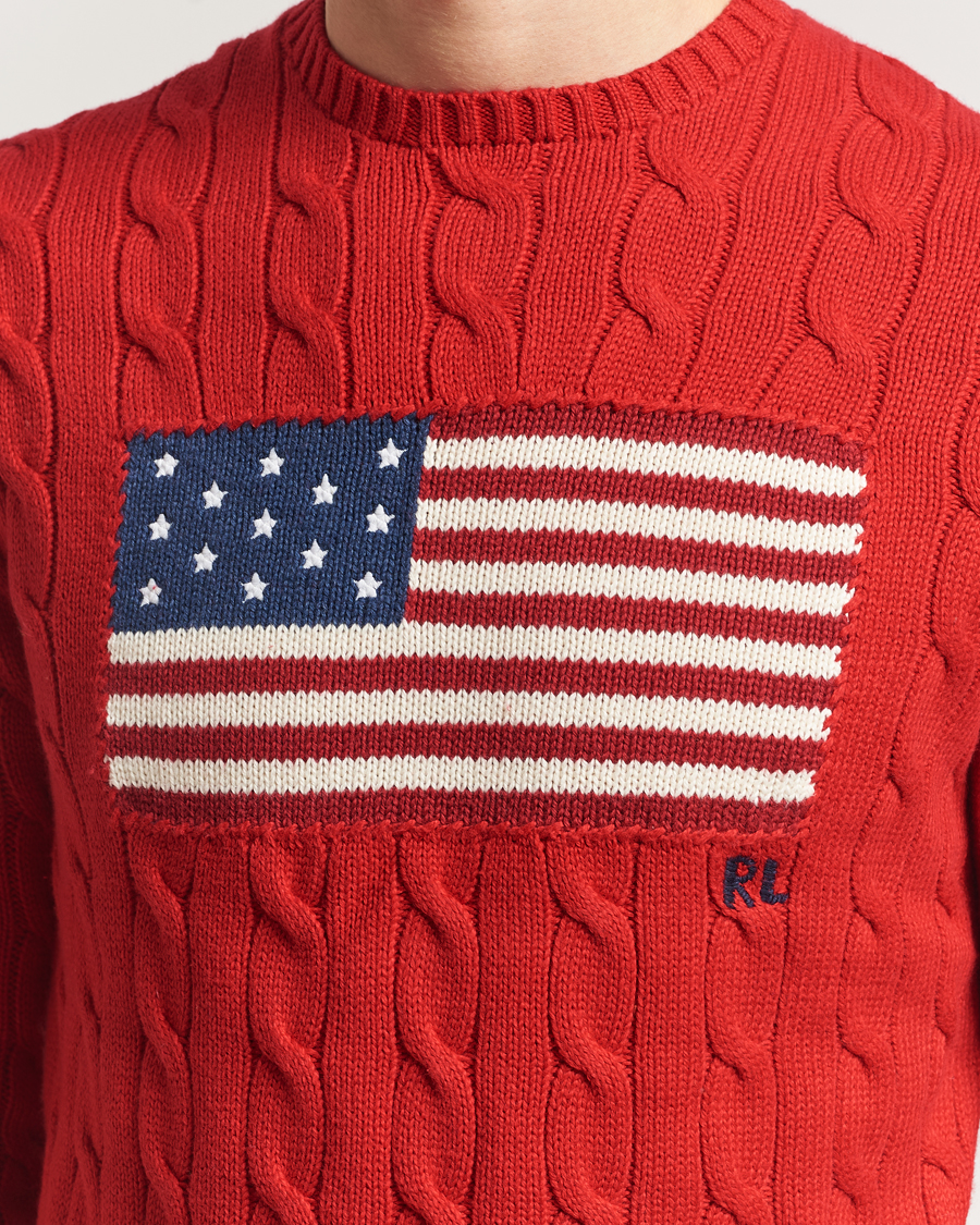 Herre | Gensere | Polo Ralph Lauren | Cotton Cable Flag Sweater RL 2000 Red