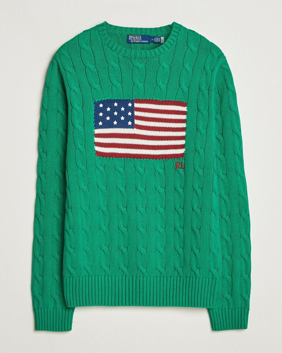 Herre | Gensere | Polo Ralph Lauren | Cotton Cable Flag Sweater Billiard Green