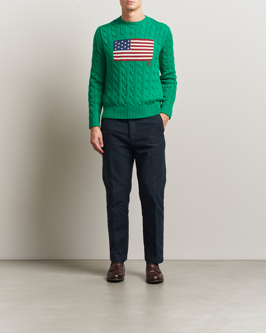 Herre | Gensere | Polo Ralph Lauren | Cotton Cable Flag Sweater Billiard Green