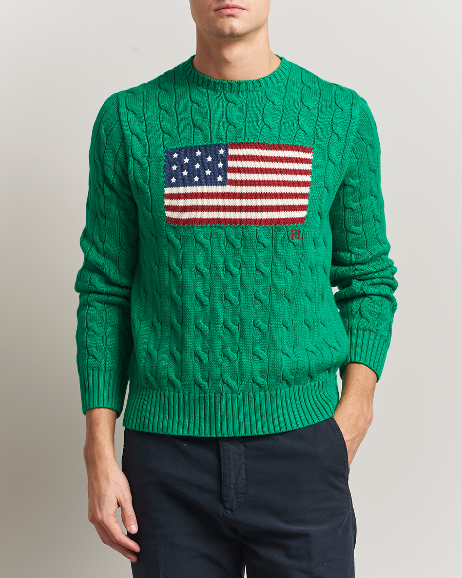 Herre | Gensere | Polo Ralph Lauren | Cotton Cable Flag Sweater Billiard Green
