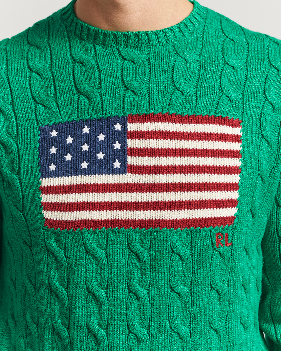 Herre | Gensere | Polo Ralph Lauren | Cotton Cable Flag Sweater Billiard Green