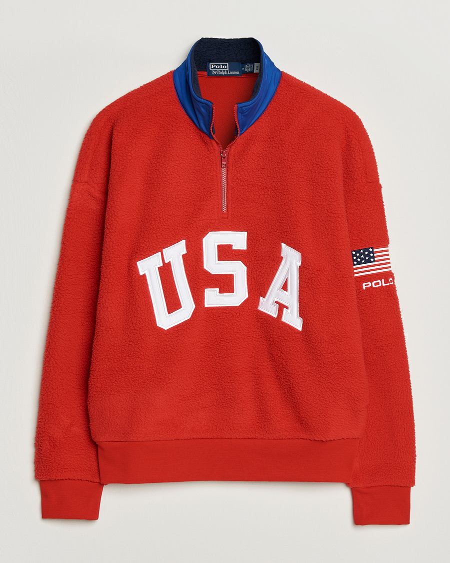 Herre | Gensere | Polo Ralph Lauren | Polar Half Zip USA Fleece RL 2000 Red