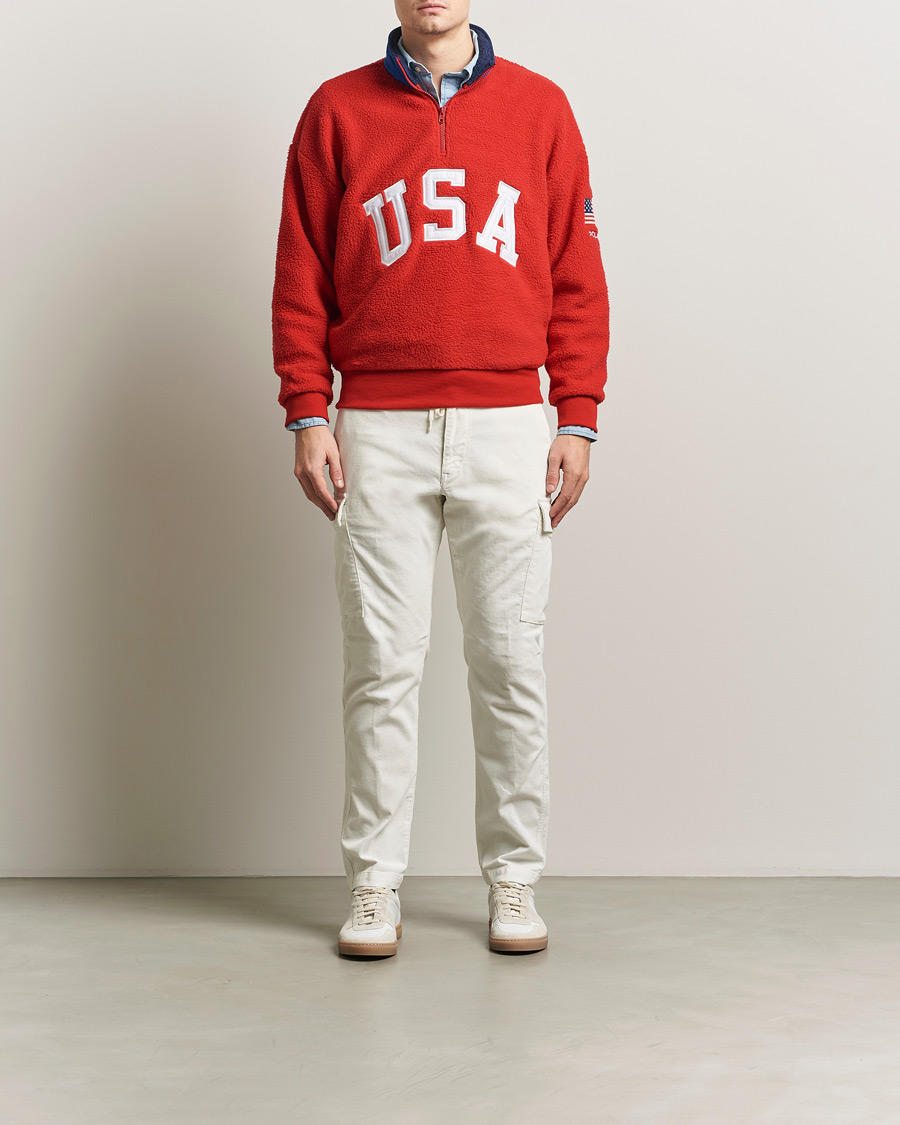 Herre | Gensere | Polo Ralph Lauren | Polar Half Zip USA Fleece RL 2000 Red