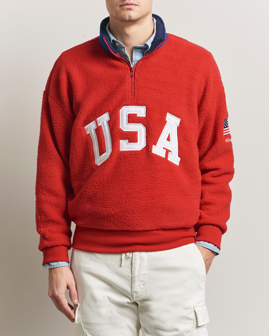 Herre | Gensere | Polo Ralph Lauren | Polar Half Zip USA Fleece RL 2000 Red