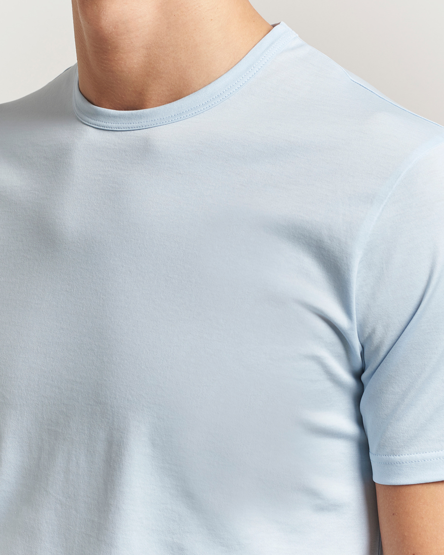 Herre | T-Shirts | Sunspel | Crew Neck Q82 Cotton T-Shirt Frost Blue