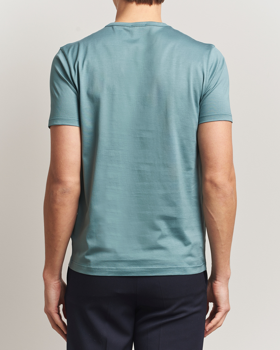 Herre | T-Shirts | Sunspel | Crew Neck Q82 Cotton T-Shirt Steel Green