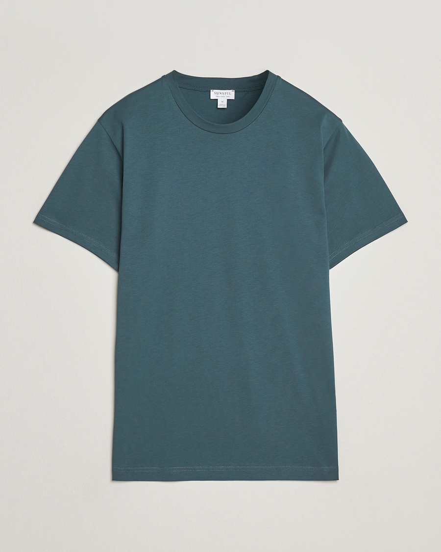 Herre | T-Shirts | Sunspel | Riviera Midweight T-Shirt Dark Petrol