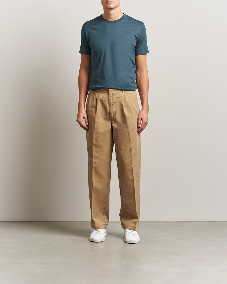 Herre | T-Shirts | Sunspel | Riviera Midweight T-Shirt Dark Petrol