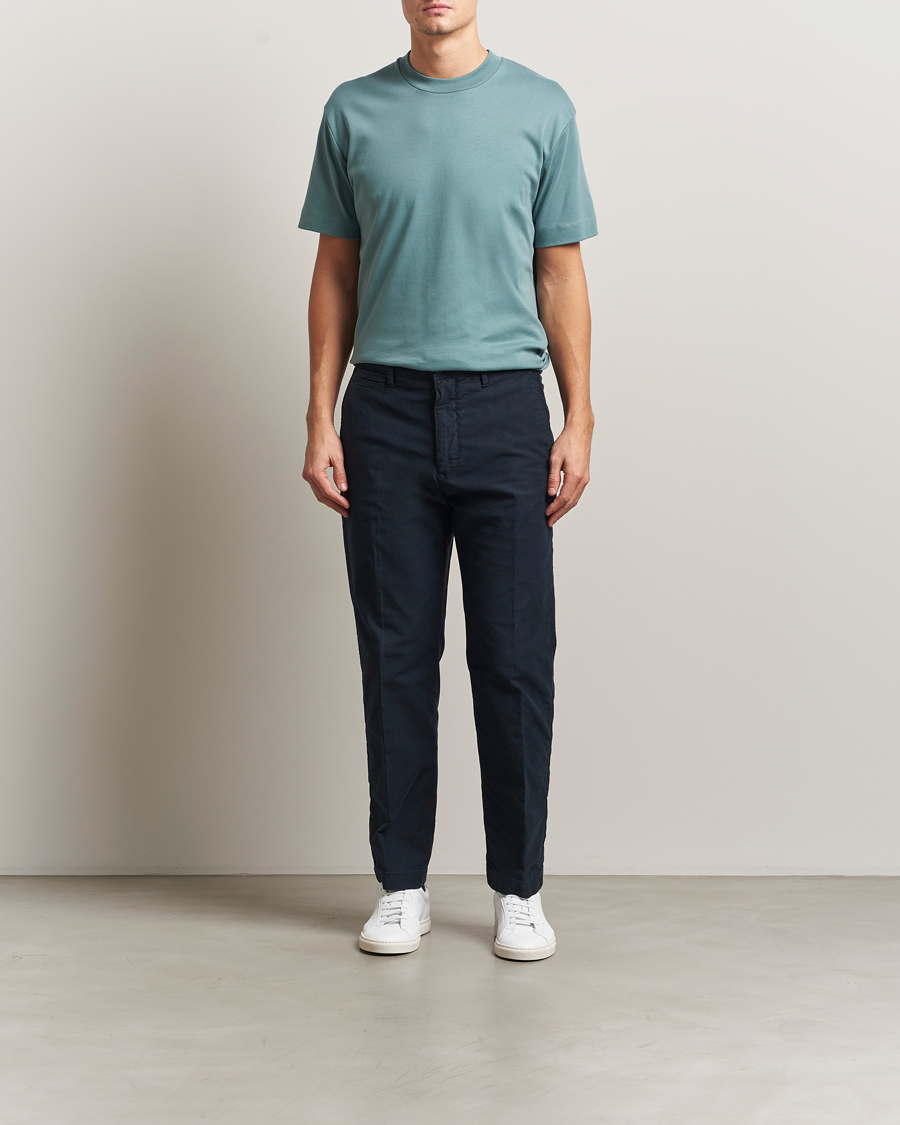 Herre | T-Shirts | Sunspel | Heavy Weight Supima Cotton T-Shirt Steel Green