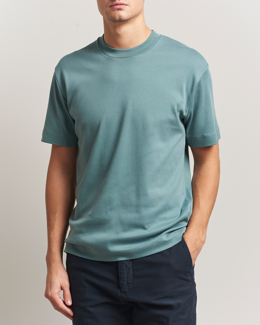 Herre | T-Shirts | Sunspel | Heavy Weight Supima Cotton T-Shirt Steel Green