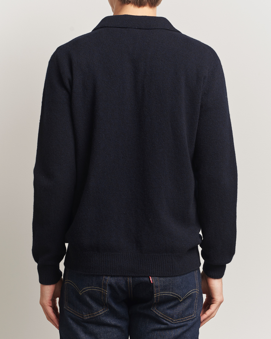 Herre | Gensere | Sunspel | Lambswool Cardigan Dark Navy