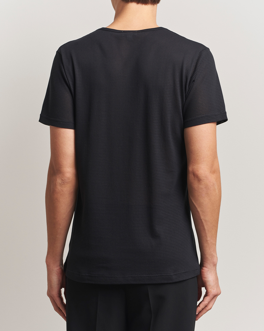 Herre | T-Shirts | Sunspel | Cellular Underwear T-Shirt Black