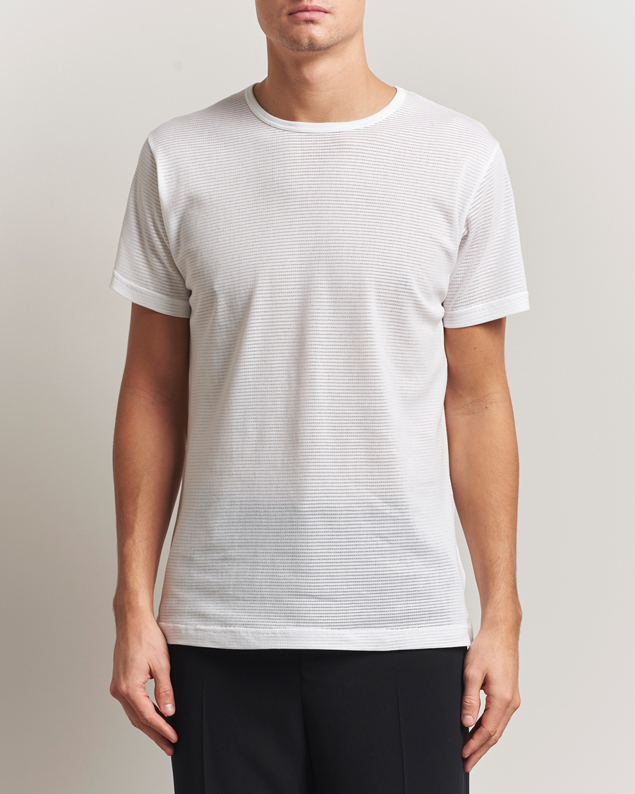 Herre | T-Shirts | Sunspel | Cellular Underwear T-Shirt White