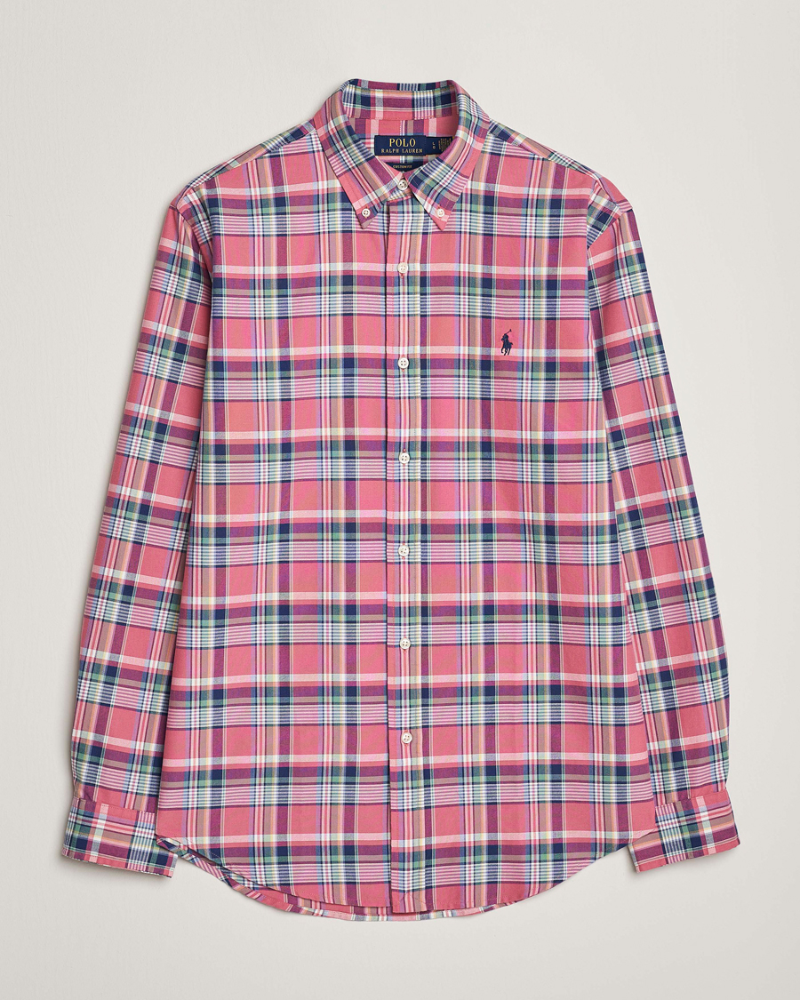 Herre | Skjorter | Polo Ralph Lauren | Custom Fit Oxford Checked Shirt Pink/Blue