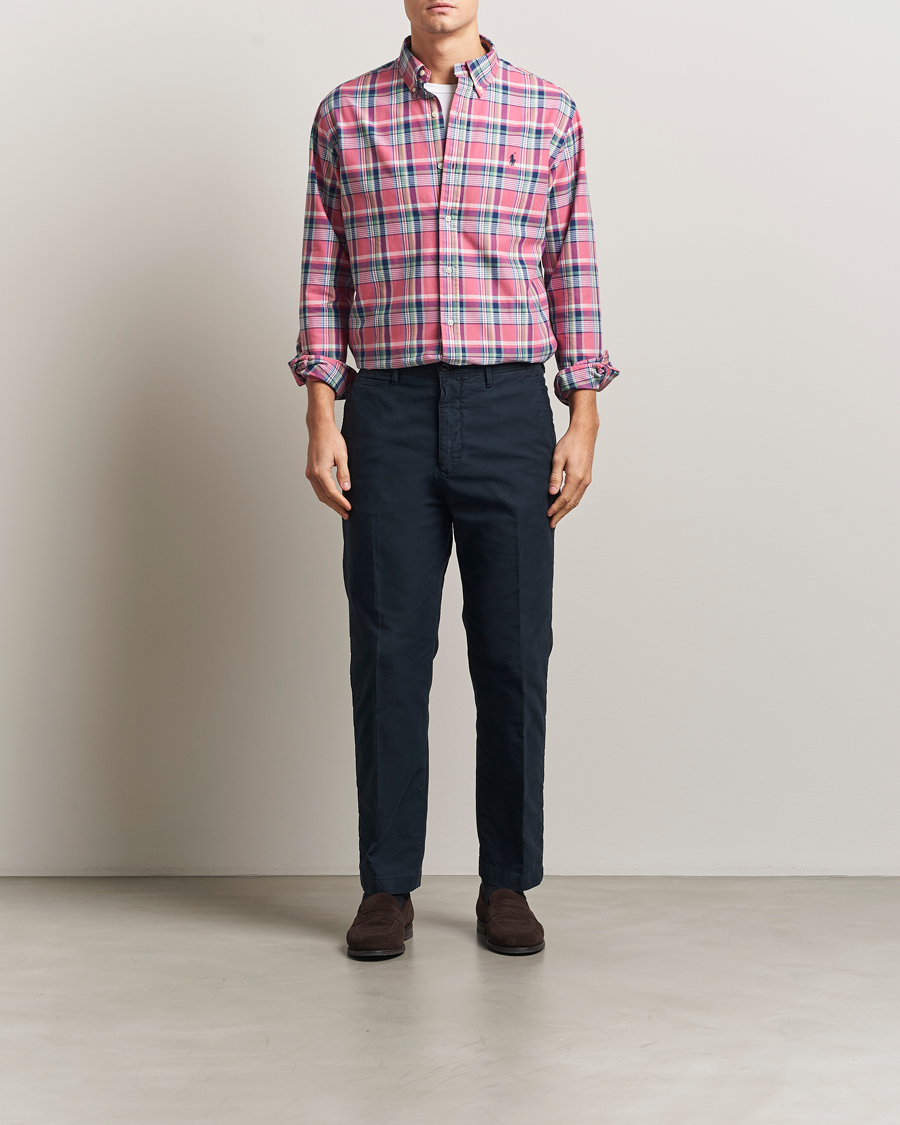 Herre | Vester | Polo Ralph Lauren | Custom Fit Oxford Checked Shirt Pink/Blue