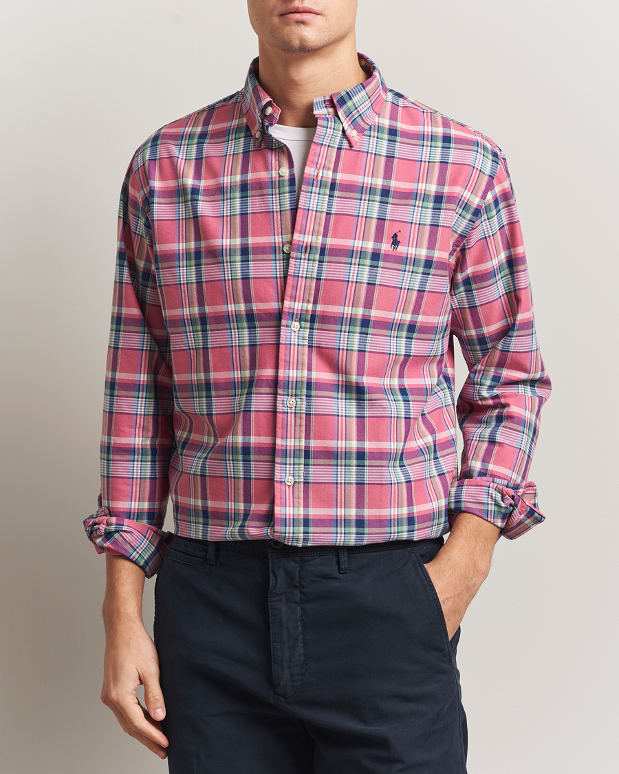 Herre | Vester | Polo Ralph Lauren | Custom Fit Oxford Checked Shirt Pink/Blue