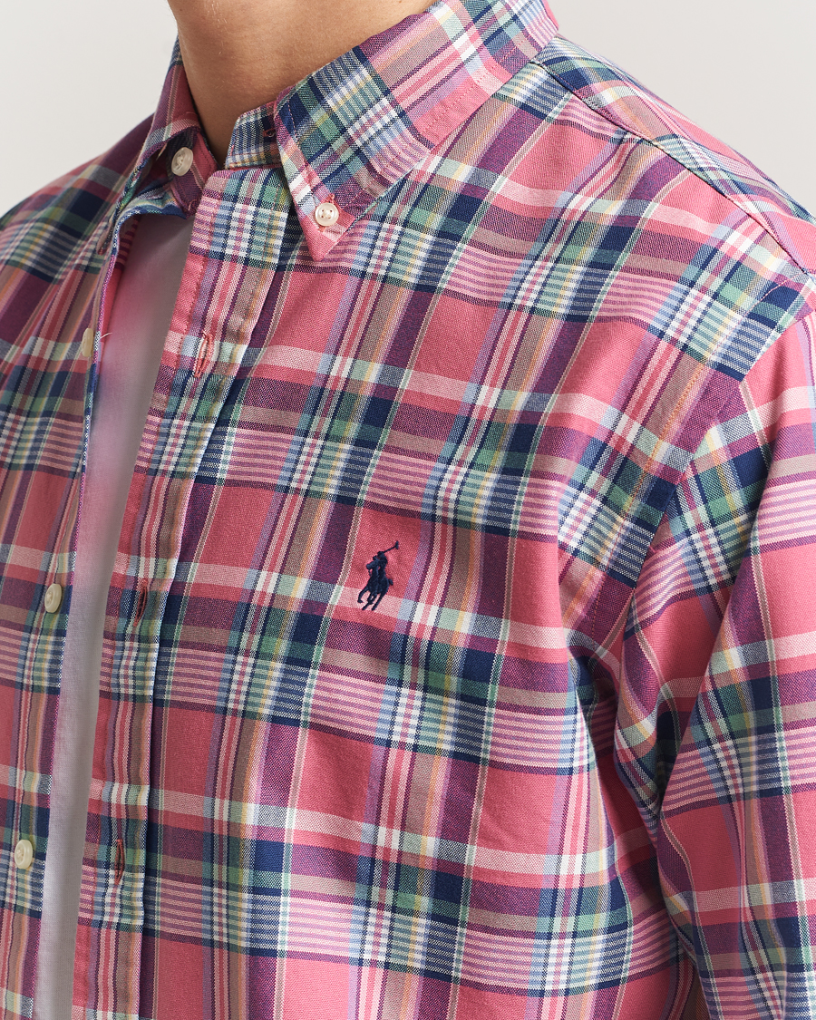 Herre | Skjorter | Polo Ralph Lauren | Custom Fit Oxford Checked Shirt Pink/Blue