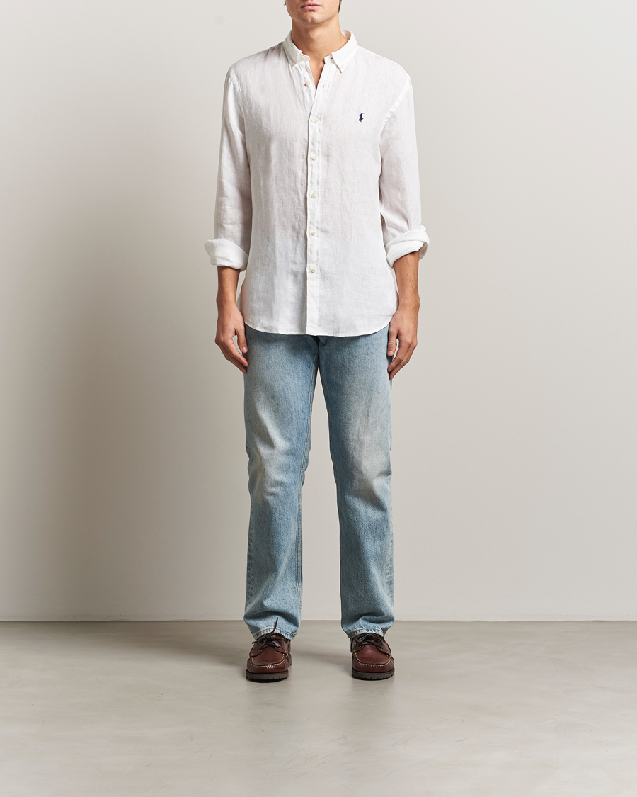 Herre | Vester | Polo Ralph Lauren | Slim Fit Linen Shirt White