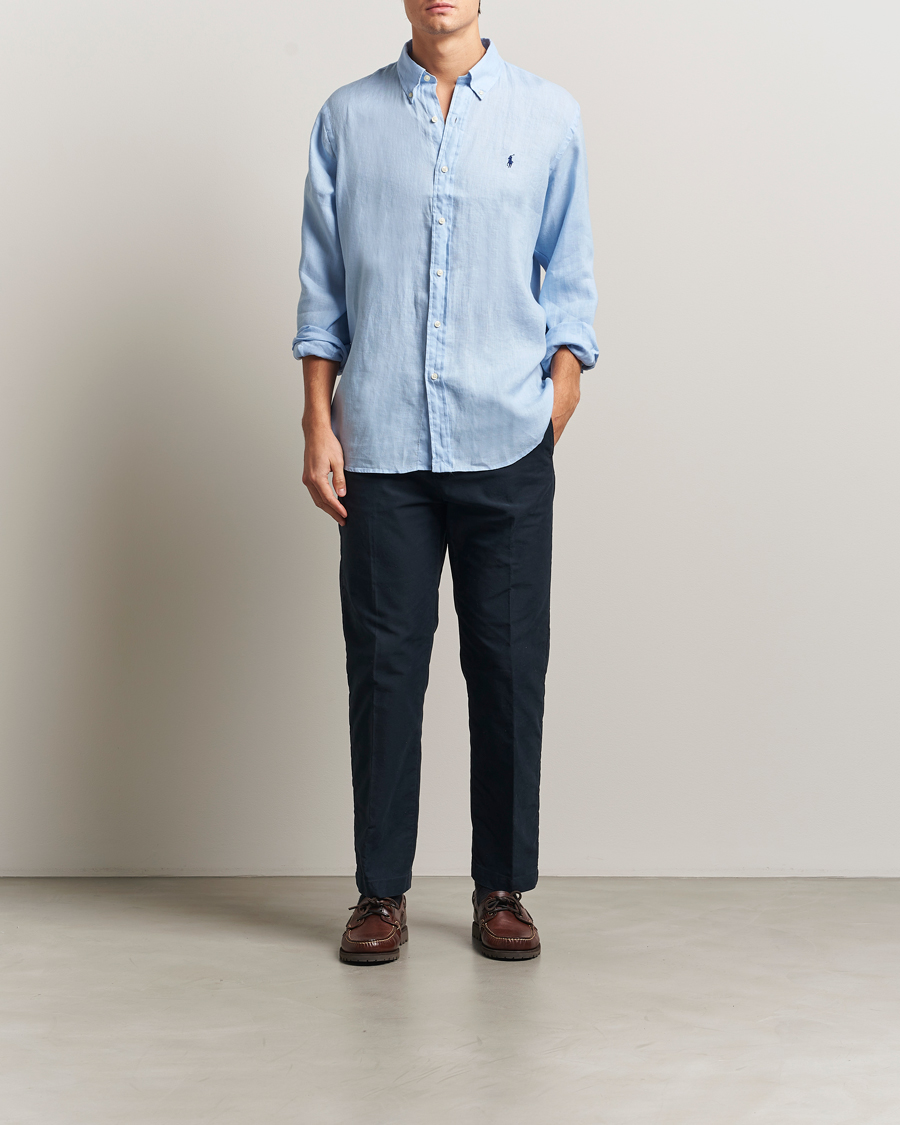 Herre | Skjorter | Polo Ralph Lauren | Custom Fit Linen Shirt Office Blue
