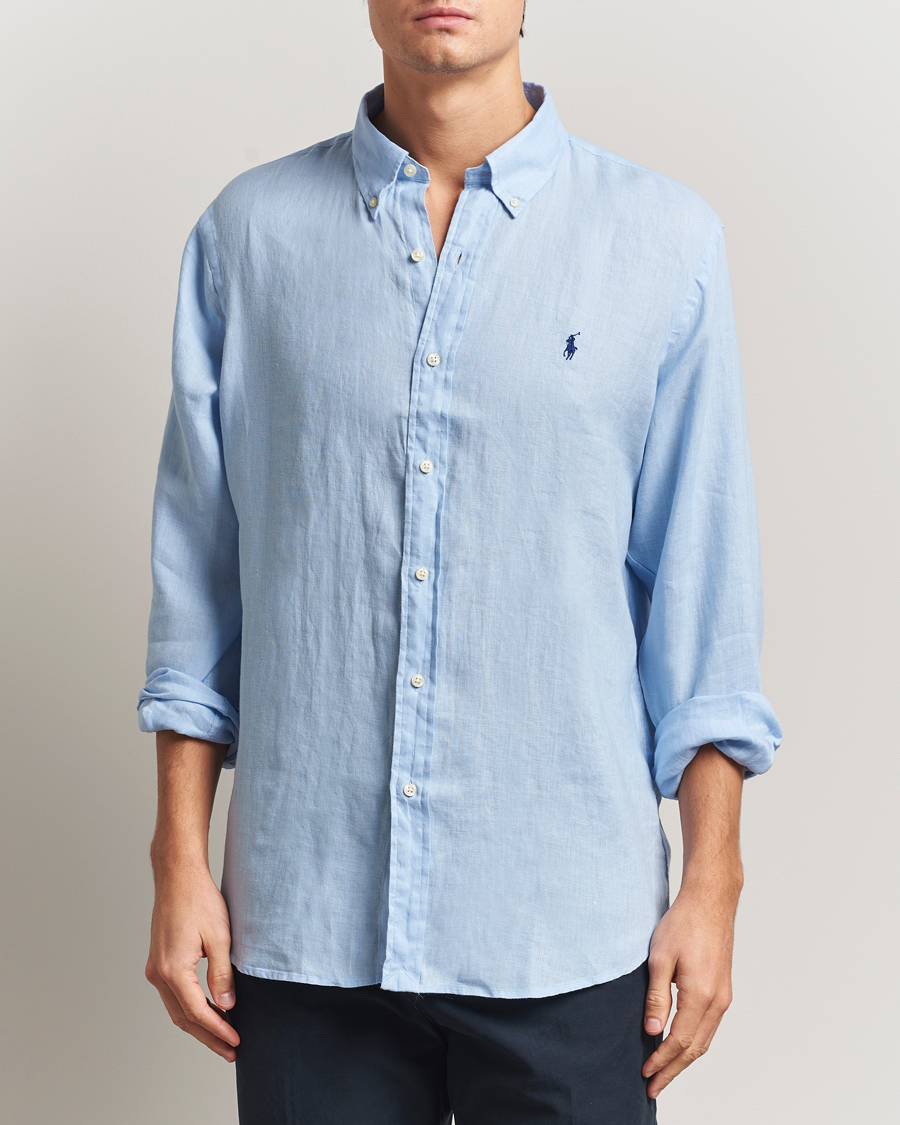 Herre | Skjorter | Polo Ralph Lauren | Custom Fit Linen Shirt Office Blue