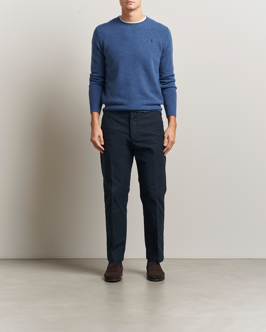 Herre | Pikéer | Polo Ralph Lauren | Wool/Cashmere Crew Neck Seasalt Blue Heather