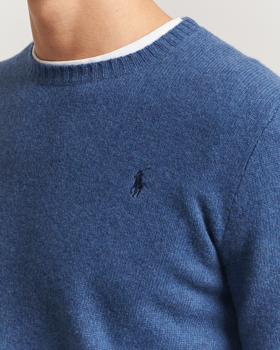 Herre | Pikéer | Polo Ralph Lauren | Wool/Cashmere Crew Neck Seasalt Blue Heather