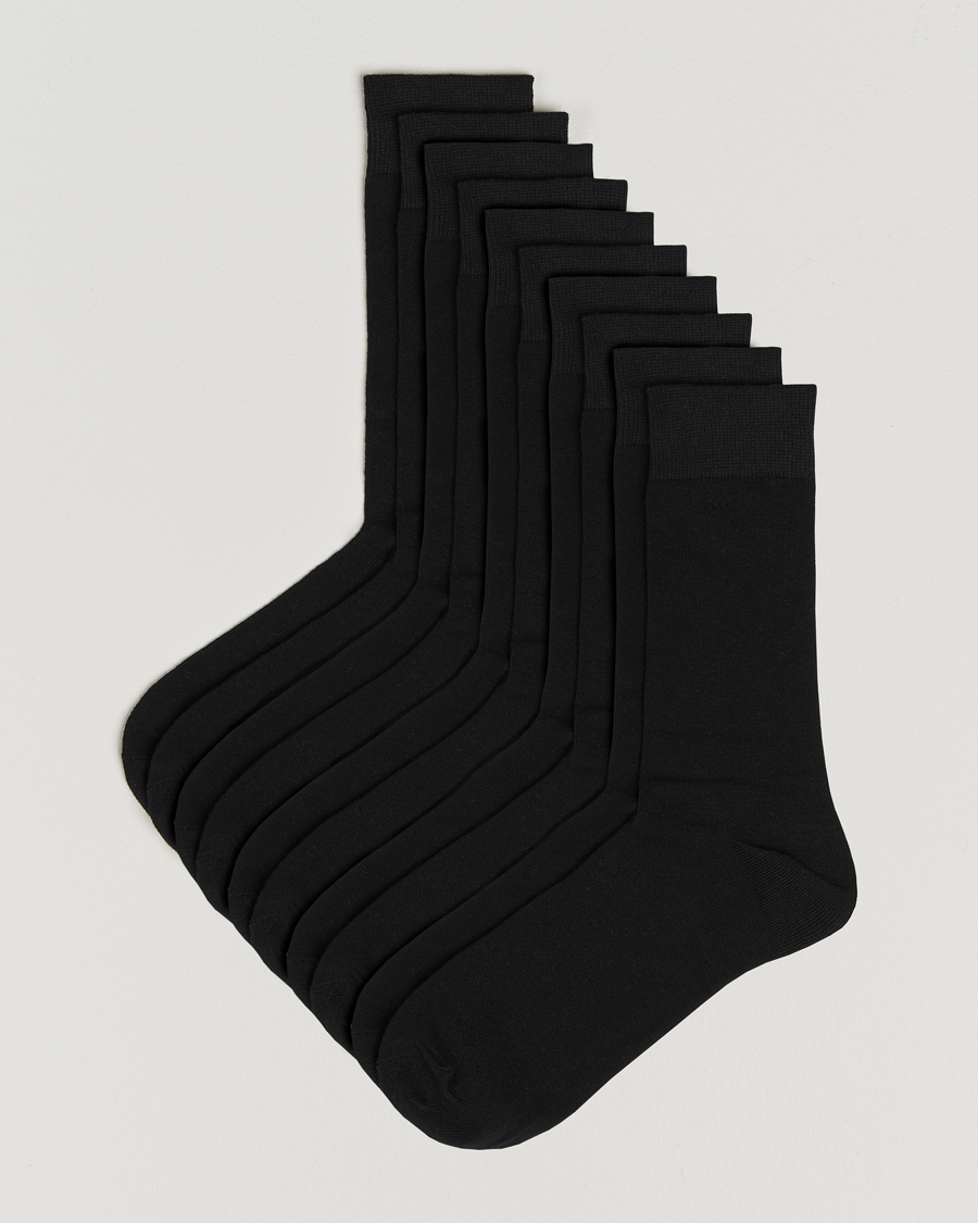 Care with Carl 10-Pack Solid Cotton Socks BLACK – Svart