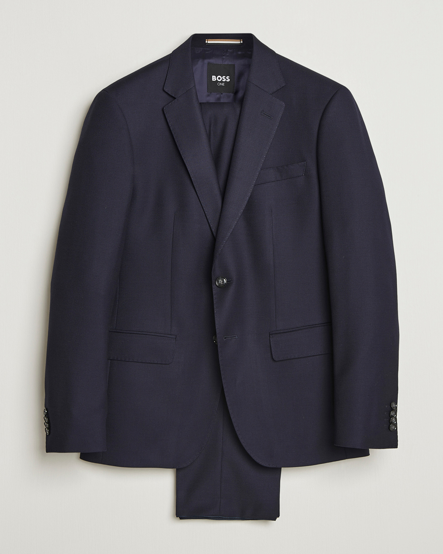 Herre | Dresser | BOSS BLACK | Huge Structured Wool Suit Dark Blue