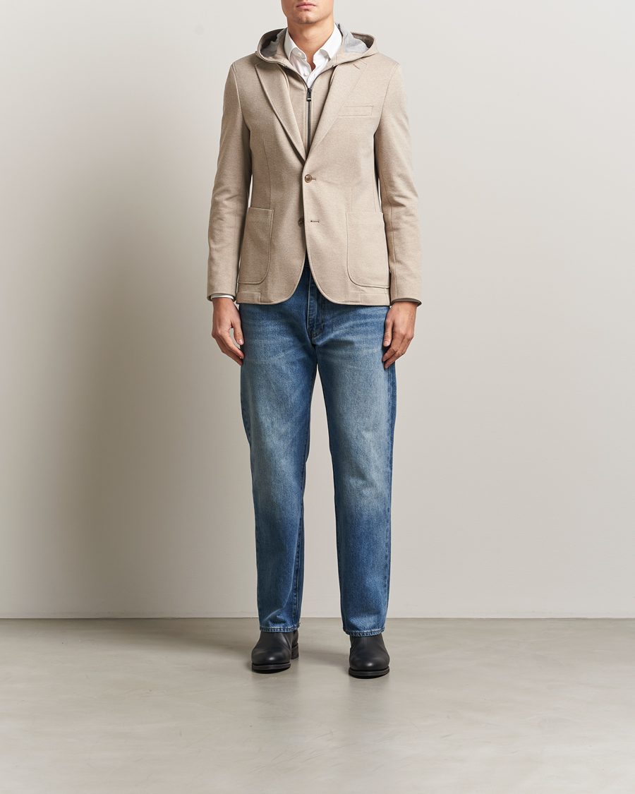 Herre | Dressjakker | BOSS BLACK | Hanry Hooded Jersey Blazer Dark Beige