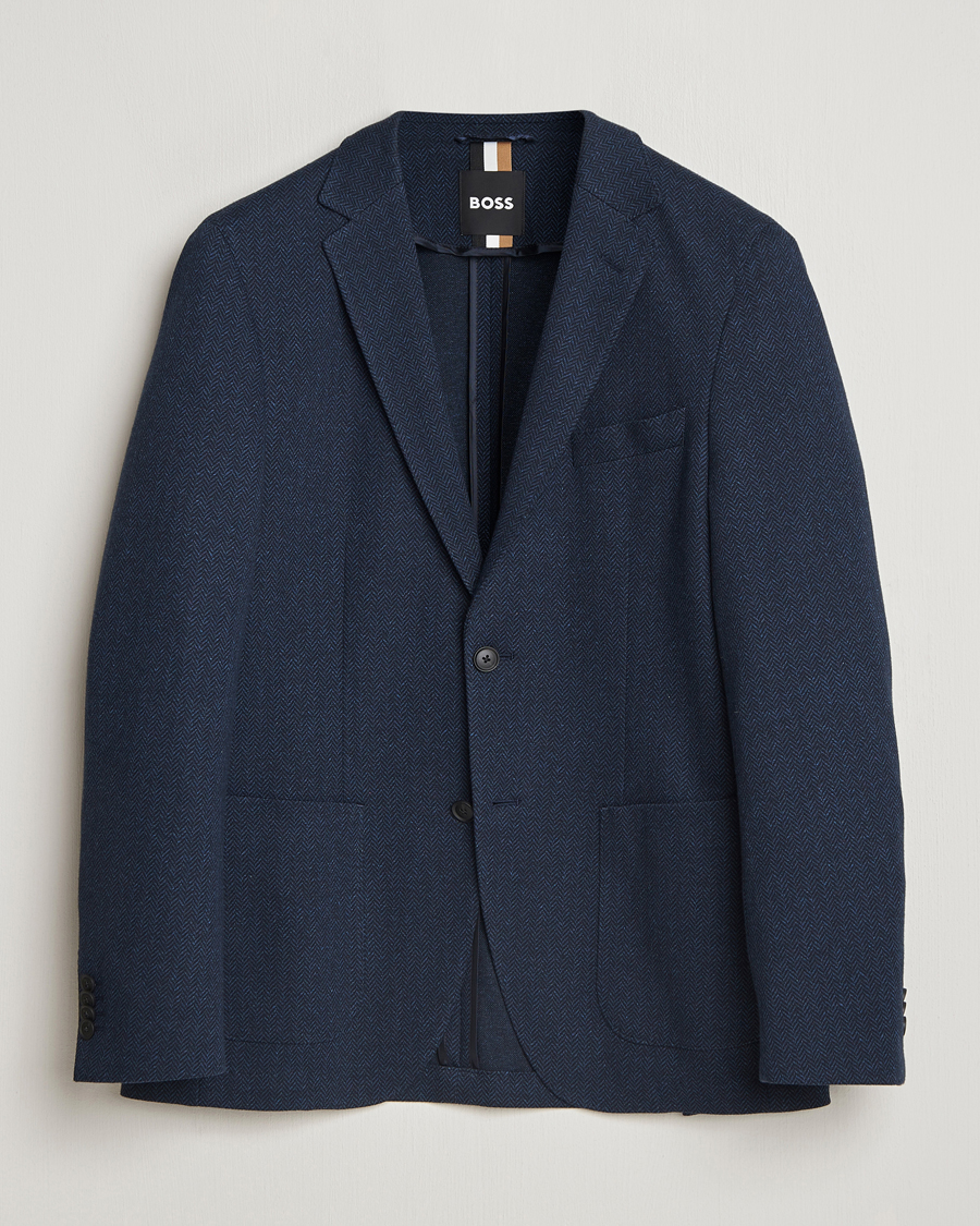 Herre | Dressjakker | BOSS BLACK | Jaye Jersey Herringbone Blazer Dark Blue