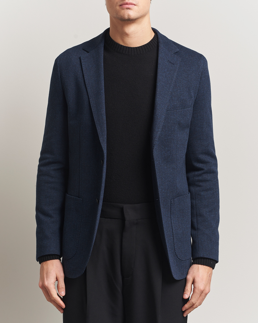 Herre | Dressjakker | BOSS BLACK | Jaye Jersey Herringbone Blazer Dark Blue