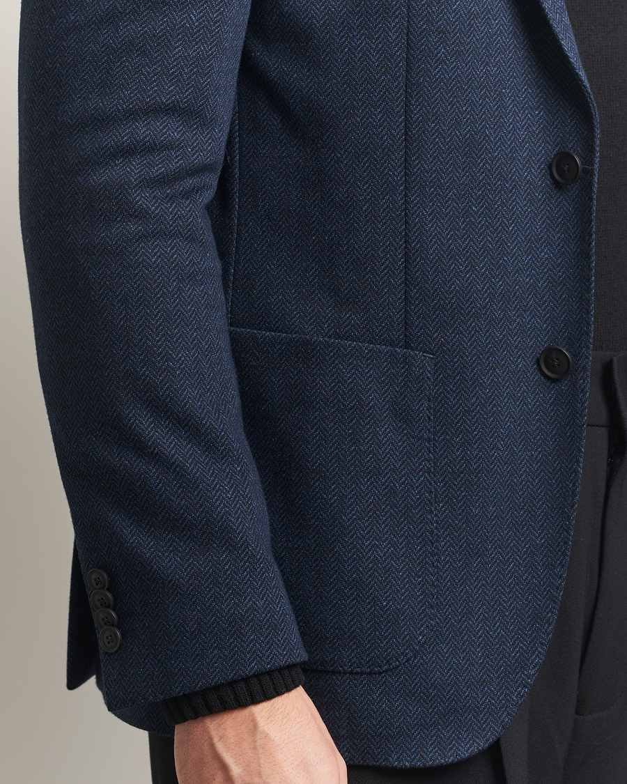 Herre | Dressjakker | BOSS BLACK | Jaye Jersey Herringbone Blazer Dark Blue