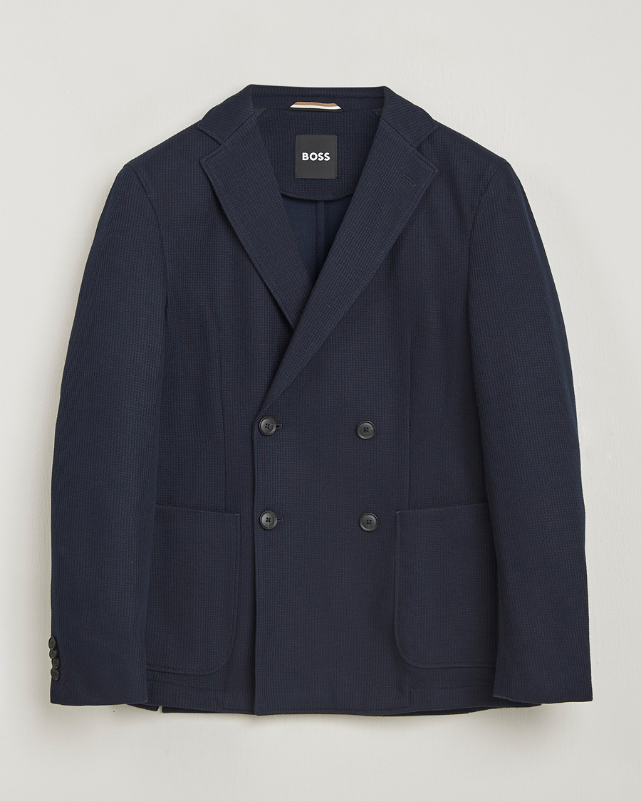 Herre | Dressjakker | BOSS BLACK | Hanry Jersey Double Breasted Blazer Dark Blue