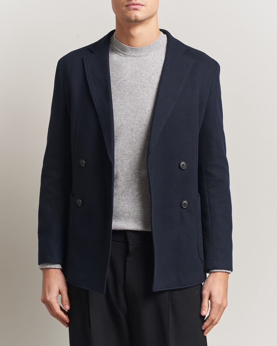 Herre | Dressjakker | BOSS BLACK | Hanry Jersey Double Breasted Blazer Dark Blue