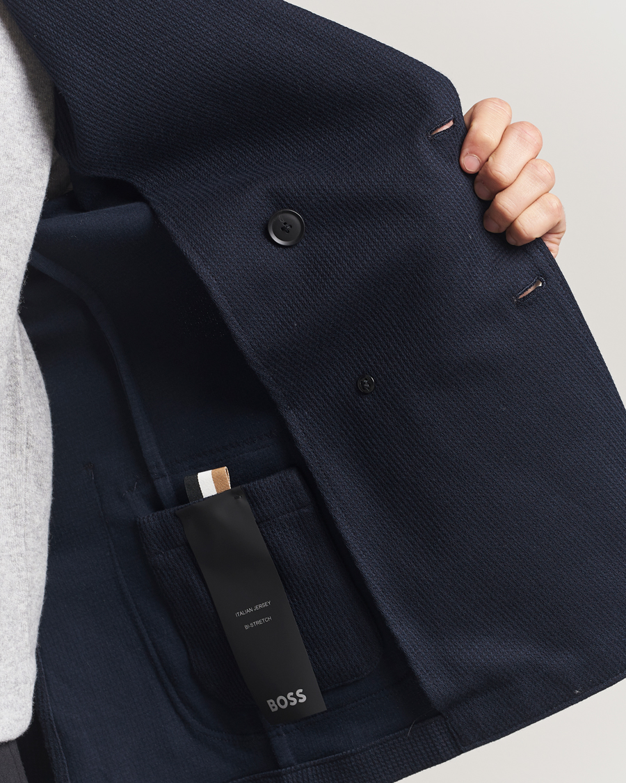 Herre | Dressjakker | BOSS BLACK | Hanry Jersey Double Breasted Blazer Dark Blue