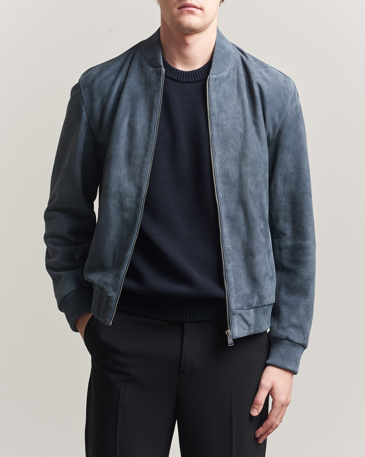 Herre | Jakker | BOSS BLACK | Muller Suede Jacket Open Blue