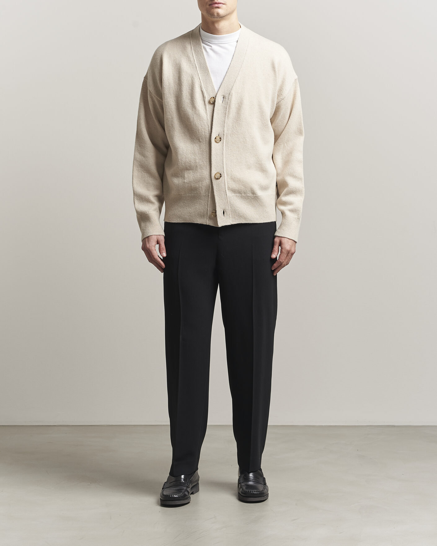 Herre | Gensere | BOSS BLACK | Ucone Wool Knitted Cardigan Open White