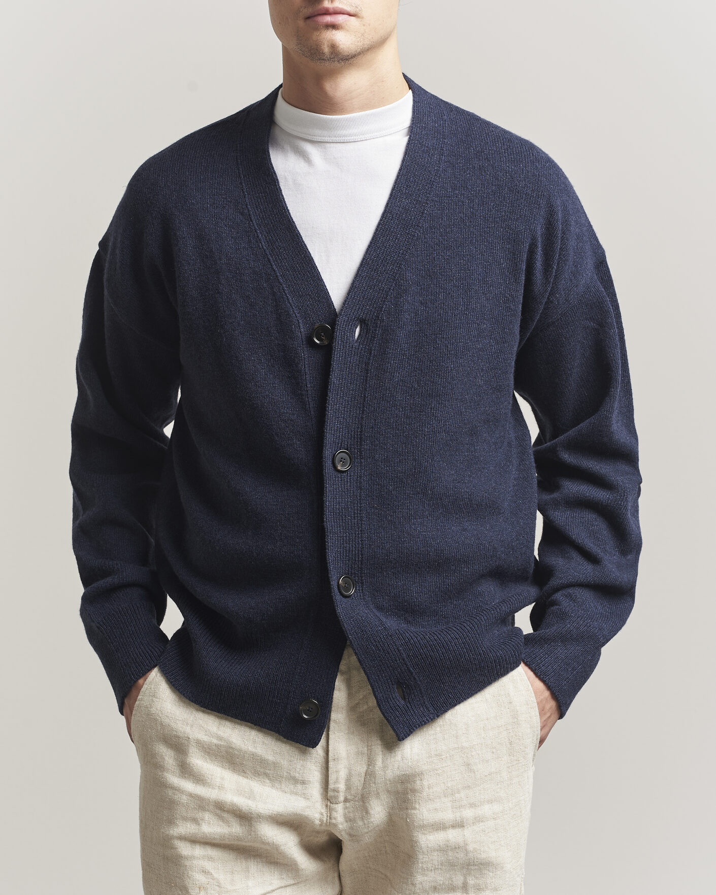 Herre | Gensere | BOSS BLACK | Ucone Wool Knitted Cardigan Dark Blue