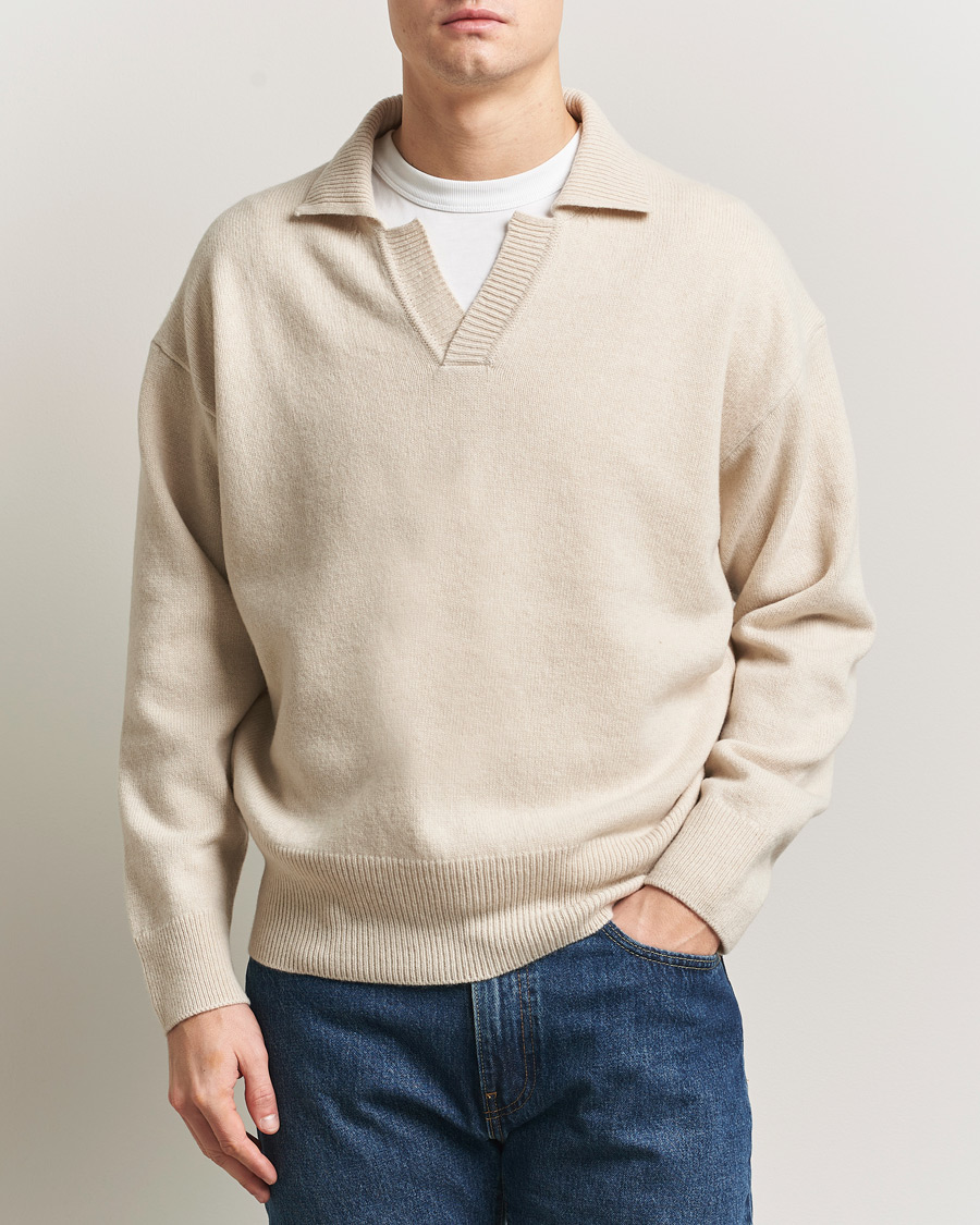 Herre | Gensere | BOSS BLACK | Ucari Wool Knitted Polo Open White