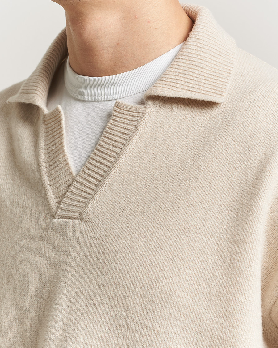 Herre | Gensere | BOSS BLACK | Ucari Wool Knitted Polo Open White