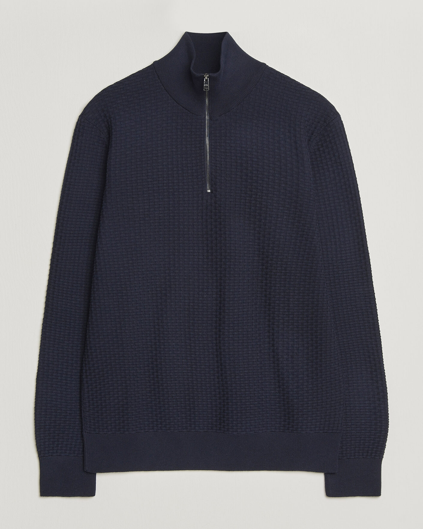 Herre | Gensere | BOSS BLACK | Ulicio Structured Knitted Half Zip Dark Blue